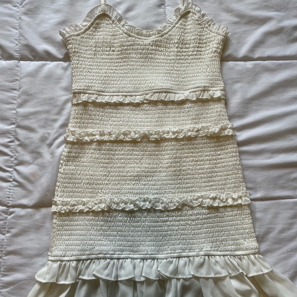 White Ruffled Tiered Mini Dress